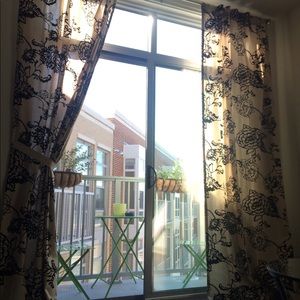 World Market flocked velvet floral curtains -rare!